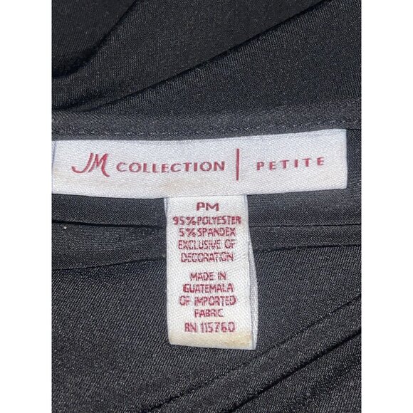 JM Collection Women Petite Medium Blouse Black Lightweight long sleeve - Picture 8 of 8